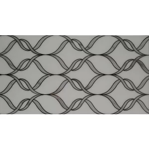 PLACA DECOR FAIANTA FC-36BG1652-M - 30X60 cm, portelanata, glazurata, rectificata, alb lucios cu decor ondulat negru, design fluid și modern pentru interioare rafinate.