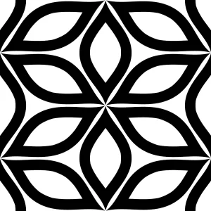 FAIANTA GS JAKARTA BLACK HL - 30X60 cm, ceramica glazurata, lucioasă, cu model geometric floral în relief și efecte granulate, alb cu negru, ideală pentru interioare moderne și elegante.