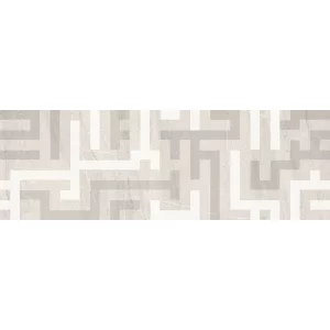 FAIANTA LABIRYINTH STONE 36083-DECOR 30X90 cm, ceramica glazurată, rectificata, mată, în nuanțe bej-gri deschis, cu model geometric și efecte lucioase în relief.