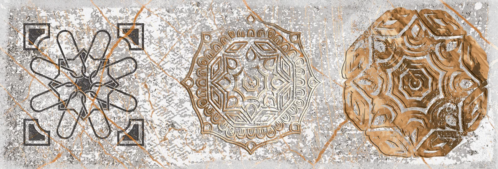 Faianta interior, 10X30 cm, CAVE GREY MT, aspect cu model, gri, mata, nerectificata