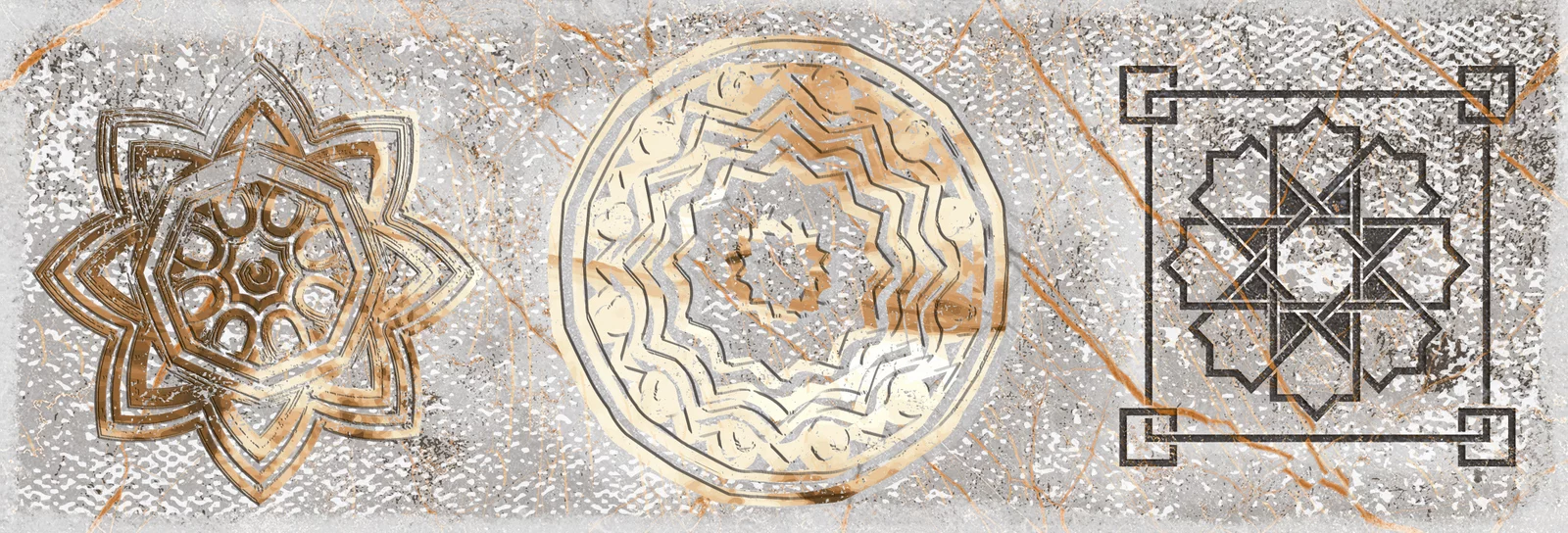 Faianta interior, 10X30 cm, CAVE GREY MT, aspect cu model, gri, mata, nerectificata