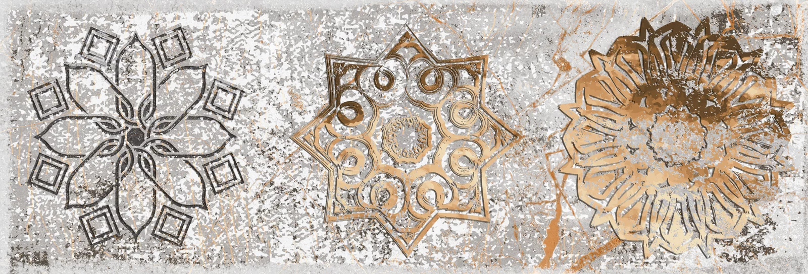 Faianta interior, 10X30 cm, CAVE GREY MT, aspect cu model, gri, mata, nerectificata