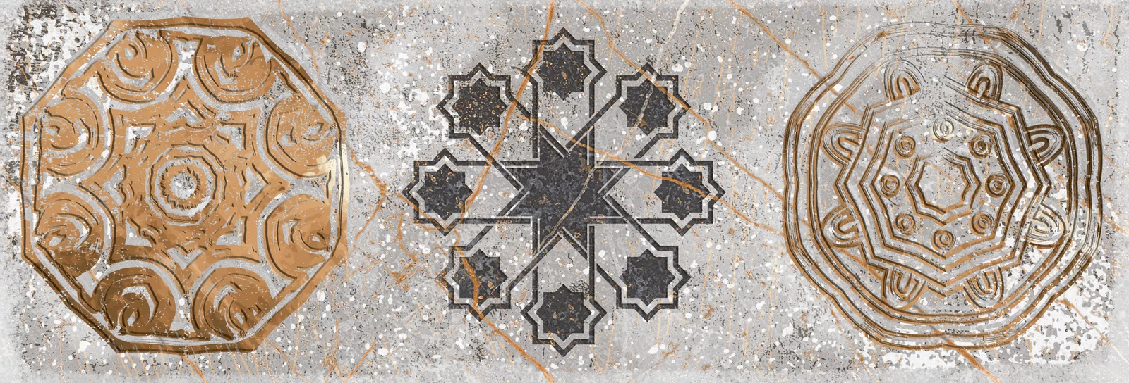 Faianta interior, 10X30 cm, CAVE GREY MT, aspect cu model, gri, mata, nerectificata