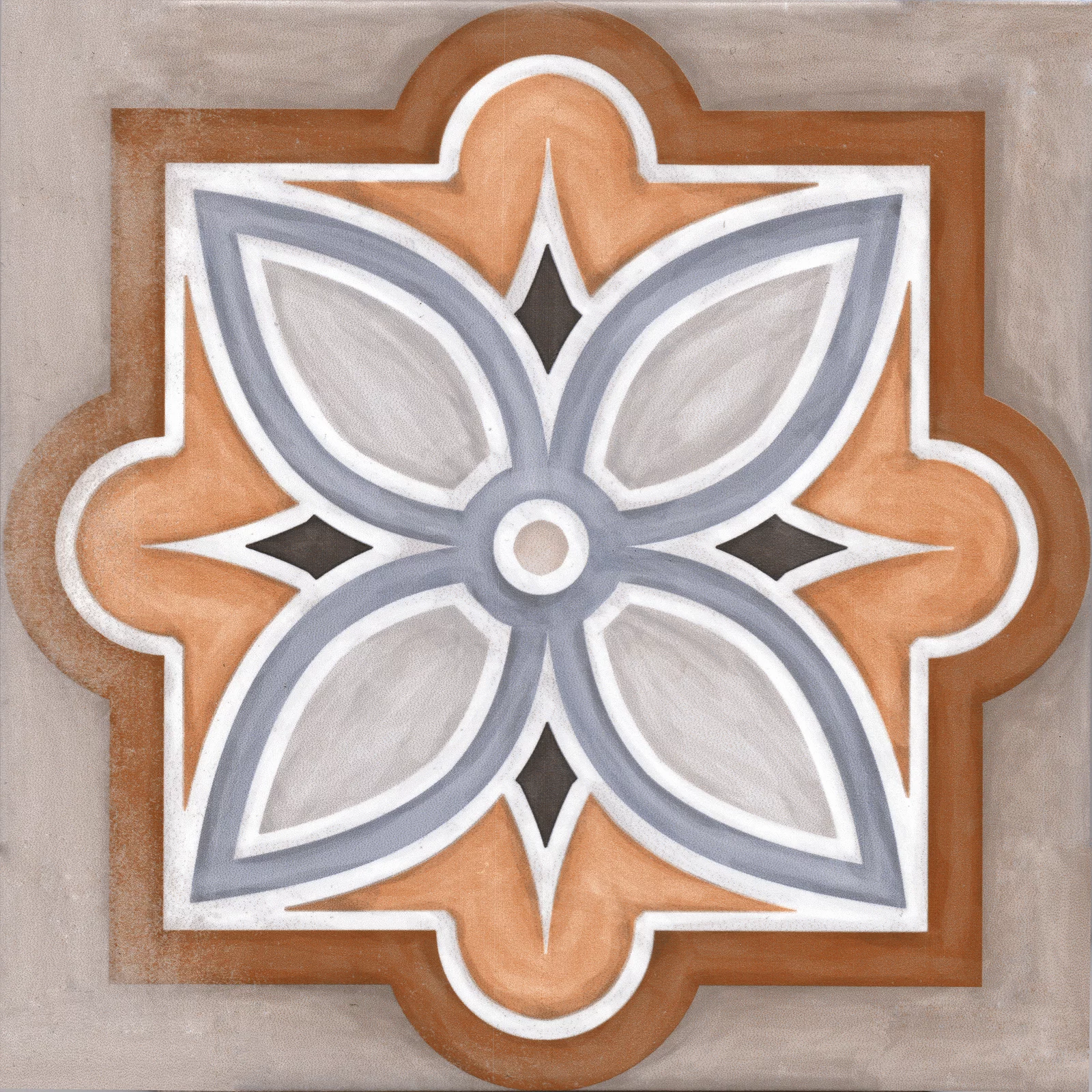 Faianta interior, 20X20 cm, ROSATA MT , aspect cu model ,maro si albastru, mata, nerectificata