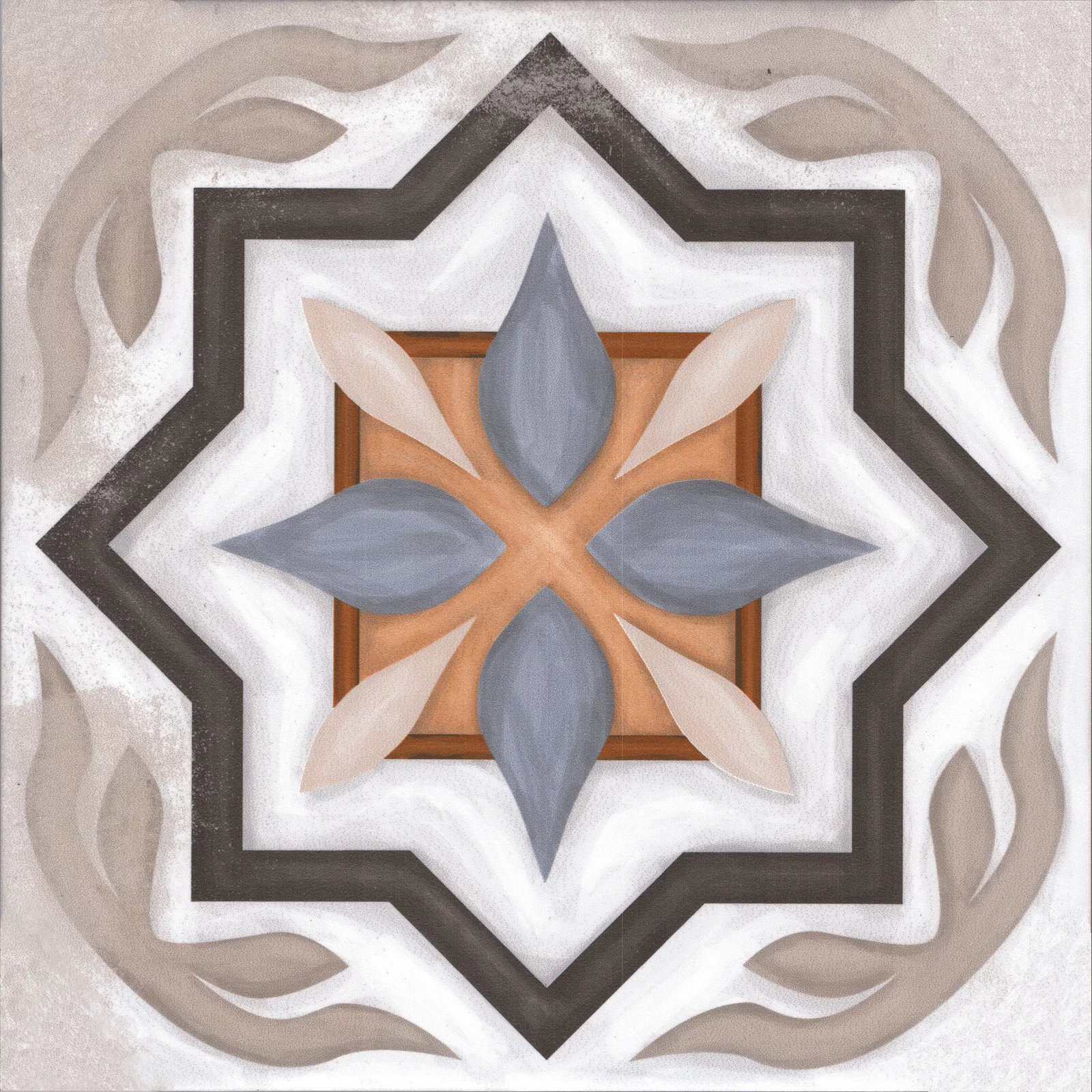 Faianta interior, 20X20 cm, ROSATA MT , aspect cu model ,maro si albastru, mata, nerectificata