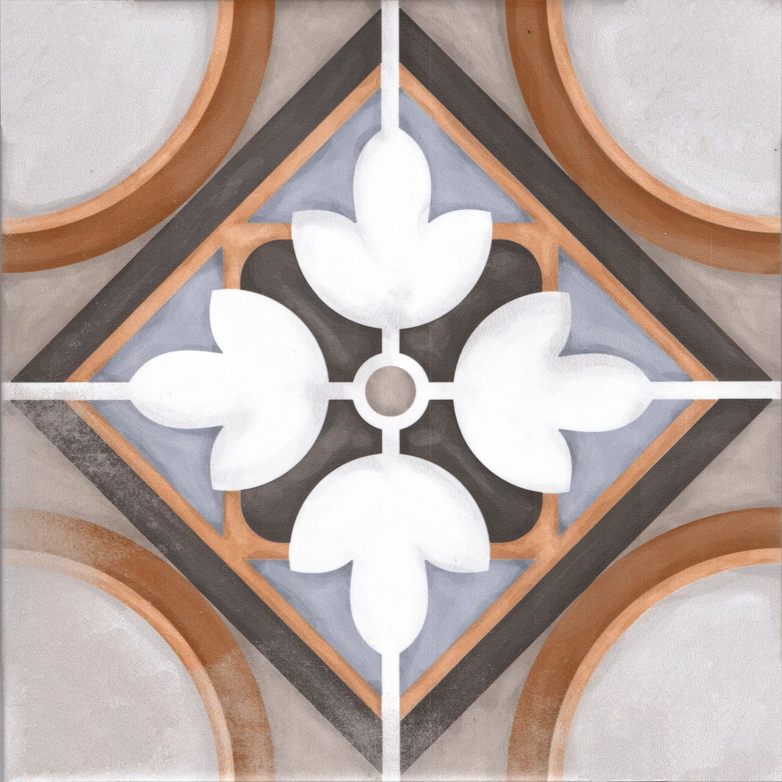 Faianta interior, 20X20 cm, ROSATA MT , aspect cu model ,maro si albastru, mata, nerectificata