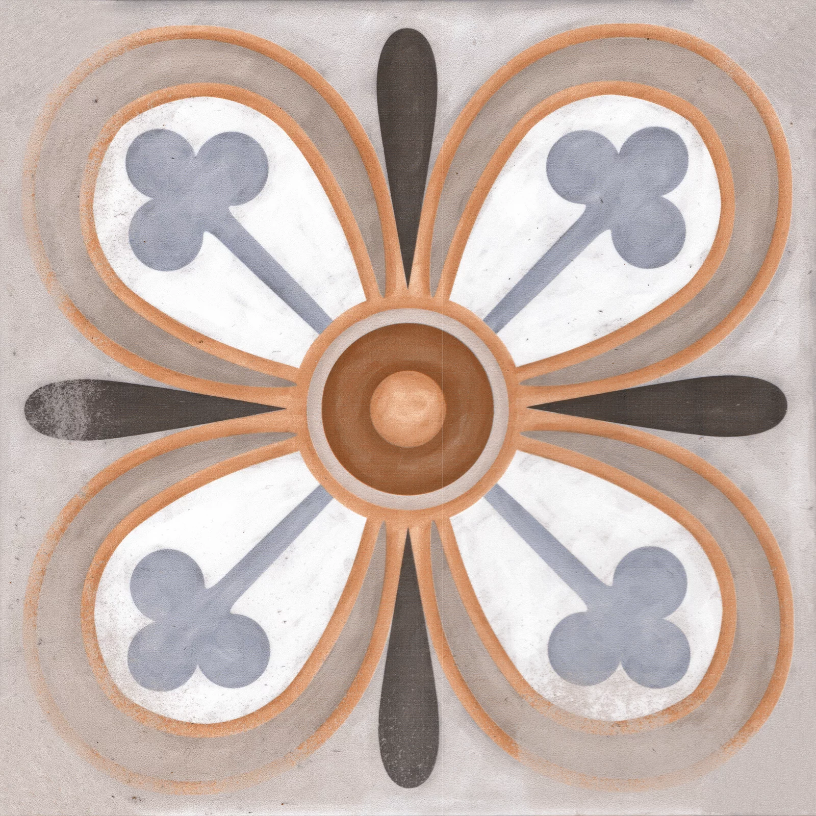 Faianta interior, 20X20 cm, ROSATA MT , aspect cu model ,maro si albastru, mata, nerectificata