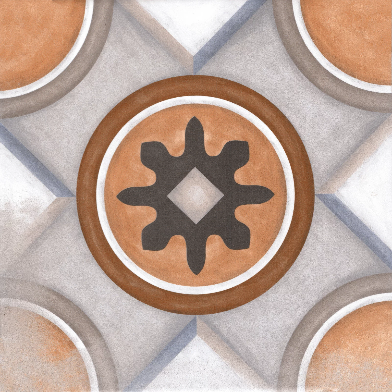 Faianta interior, 20X20 cm, ROSATA MT , aspect cu model ,maro si albastru, mata, nerectificata