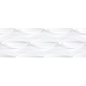 FAIANTA BOWL AQUA LT - 25X75 cm, ceramica glazurata, rectificata, finisaj lucios și textură tridimensională în tonuri de alb si gri perlat, ideală pentru băi moderne și spații elegante.