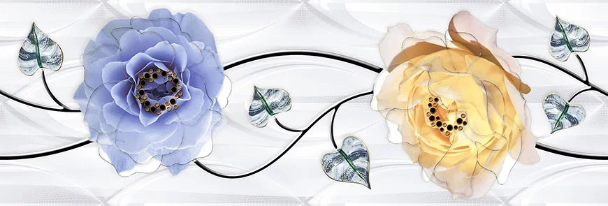 FAIANTA BOWL AQUA HL - 25X75 cm, ceramica glazurată, rectificata, lucioasă, aspect floral multicolor, ideală pentru interioare elegante.