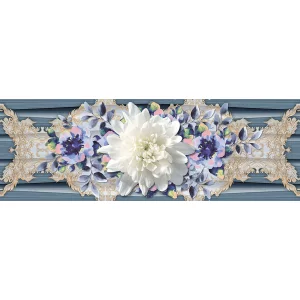 FAIANTA BALENO AQUA HL - 25X75 cm, ceramica glazurata lucioasă, rectificată, cu imprimeu floral elegant pe fundal albastru închis, ideală pentru accente rafinate în băi sau bucătării.