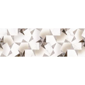 FAIANTA MARBLE SEA-STAR AC-12249 HL1 - 25X75 cm, ceramica glazurată, suprafata lucioasă, cu relief geometric modern și nuanțe sofisticate de alb, bej și gri.