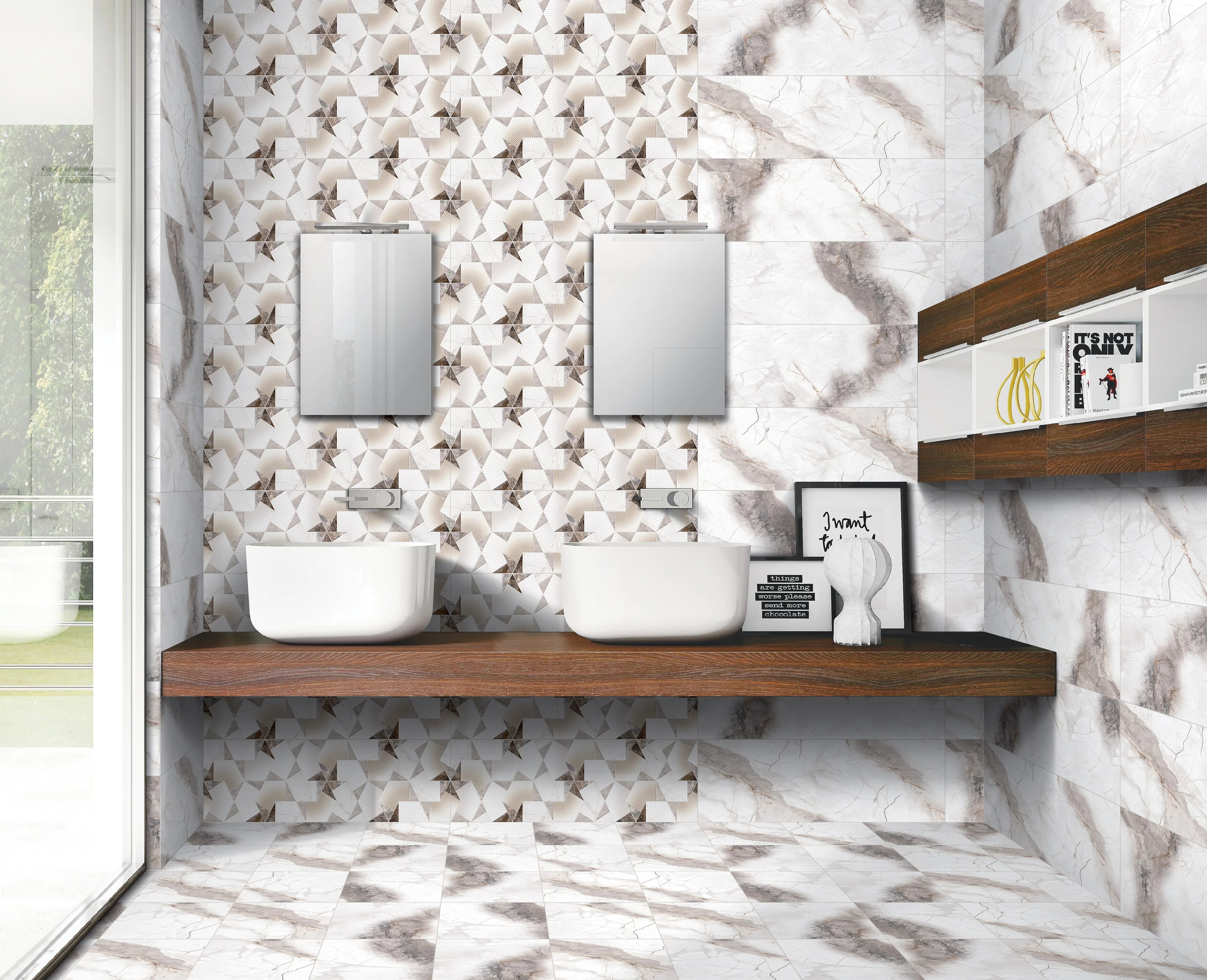 GRESIE MARBLE SEA-STAR AC-12249 DF - 30X30 cm, ceramica glazurată, suprafata mată, finisaj antialunecare, cu aspect sofisticat de marmură în nuanțe de alb, gri și accente subtile de bej.