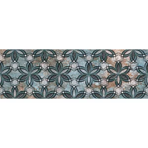 FAIANTA HYDRA LIFE AC-13234 HL1 - 25X75 cm, ceramica glazurată, rectificata, suprafata mată, finisaj în relief, cu model geometric floral și culori rustice în tonuri de albastru oxidat, cupru și negru.