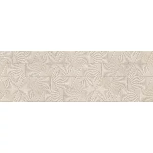 FAIANTA SOFT PIETRA EX-50385 HL6 - 25X75 cm, ceramica glazurată, mată, rectificată, în relief (efect punch), cu decor geometric stilizat în nuanțe bej naturale.