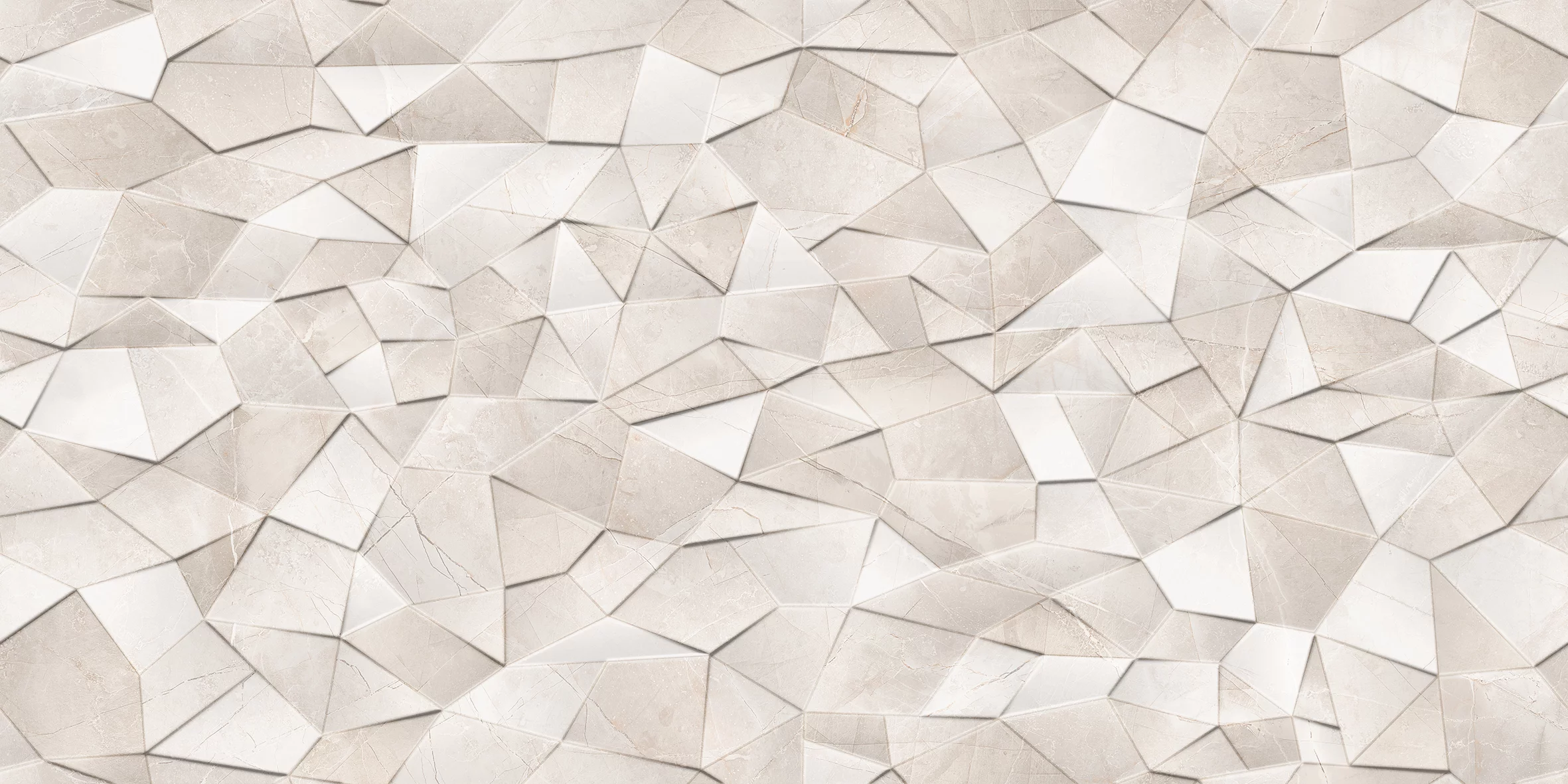 FAIANTA MURRAY HL 22177-HL - 30X60 cm, ceramica glazurata, rectificata, suprafata lucioasa, transformă spațiul printr-un joc de forme geometrice 3D și tonuri elegante de crem-bej, ideală pentru accente rafinate în băi sau bucătării.