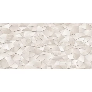 FAIANTA MURRAY HL 22177-HL - 30X60 cm, ceramica glazurata, rectificata, suprafata lucioasa, transformă spațiul printr-un joc de forme geometrice 3D și tonuri elegante de crem-bej, ideală pentru accente rafinate în băi sau bucătării.