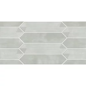 FAIANTA HURON B 22186-B - 30X60 cm, ceramica glazurata, rectificata, cu model geometric în relief și efect lucios reactiv, în nuanță gri-vernil, un plus de originalitate pentru spațiile interioare moderne.