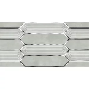 FAIANTA HURON HL 22186-RM1 - 30X60 cm, ceramica glazurata, rectificata, suprafata lucioasă, cu efecte metalice argintii și relief geometric modern, accent vizual rafinat pentru pereți interiori.