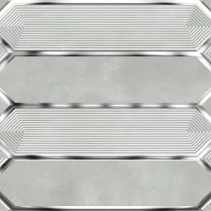 FAIANTA HURON HL 22186-RM1 - 30X60 cm, ceramica glazurata, rectificata, suprafata lucioasă, cu efecte metalice argintii și relief geometric modern, accent vizual rafinat pentru pereți interiori.