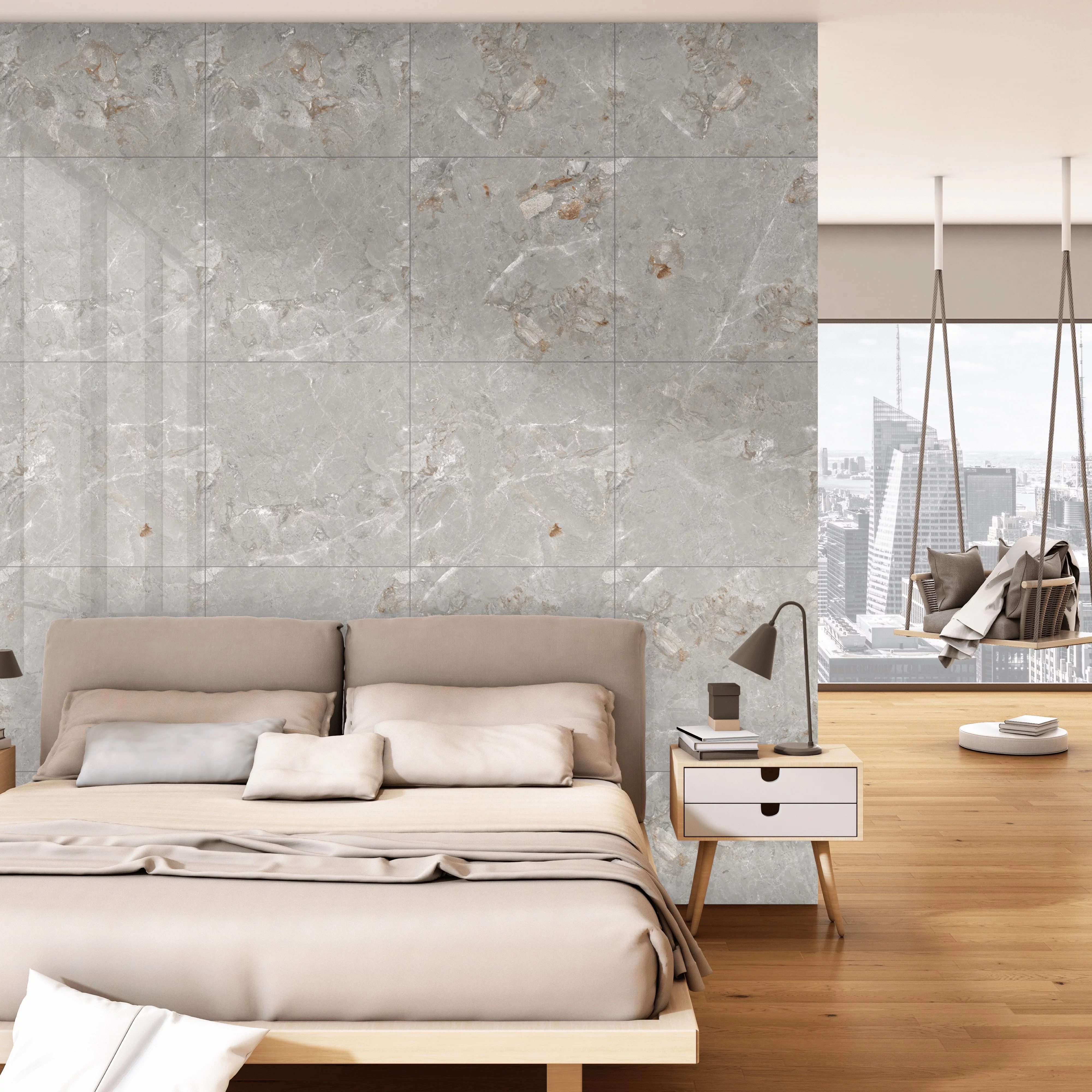 GRESIE NEXUS GREY - 60X60 cm, porțelanată, finisaj mat cu efecte carving, nuanță gri antracit, rectificată, potrivită pentru interior și exterior.