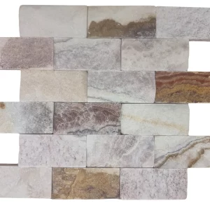 MOZAIC RAINBOW ONYX - 29X30.5 cm, grosime variabila 1.5-1.8 cm, finisaj split face, nuanțe multicolore și textură neregulată, ideal pentru decoruri spectaculoase și elegante.