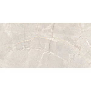 GRESIE NIVEA SILVER - 60X120 cm, portelanată, glazurata, rectificata, finisaj mat, aspect de marmura în nuanțe elegante de gri cu inserții de alb și crem, ideală pentru interior și exterior, compatibila cu sistemele de incalzire in pardoseala.