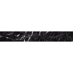 CONTRATREAPTA GRESIE NEW HG BLACK EMPERADOR - 17X120 cm, portenalanata, glazurata, rectificata, cu fundal negru intens și vene albe-gri, finisaj lucios high-gloss, ideală pentru scări interioare sofisticate.