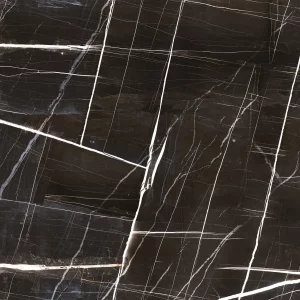 GRESIE ELEGANT 6001 DARK - 60.5X60.5 cm, ceramică glazurată, lucioasă, rectificată, negru intens cu vene albe, pentru interioare elegante.