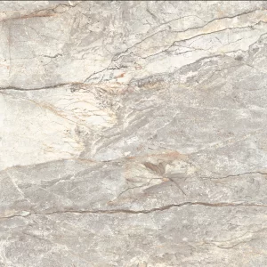 GRESIE RIVER GREY MT - 60X60 cm, porțelanată, glazurata, aspect de piatră naturală în tonuri de gri cu vene bej-aurii, finisaj mat, ideală pentru interior și exterior.