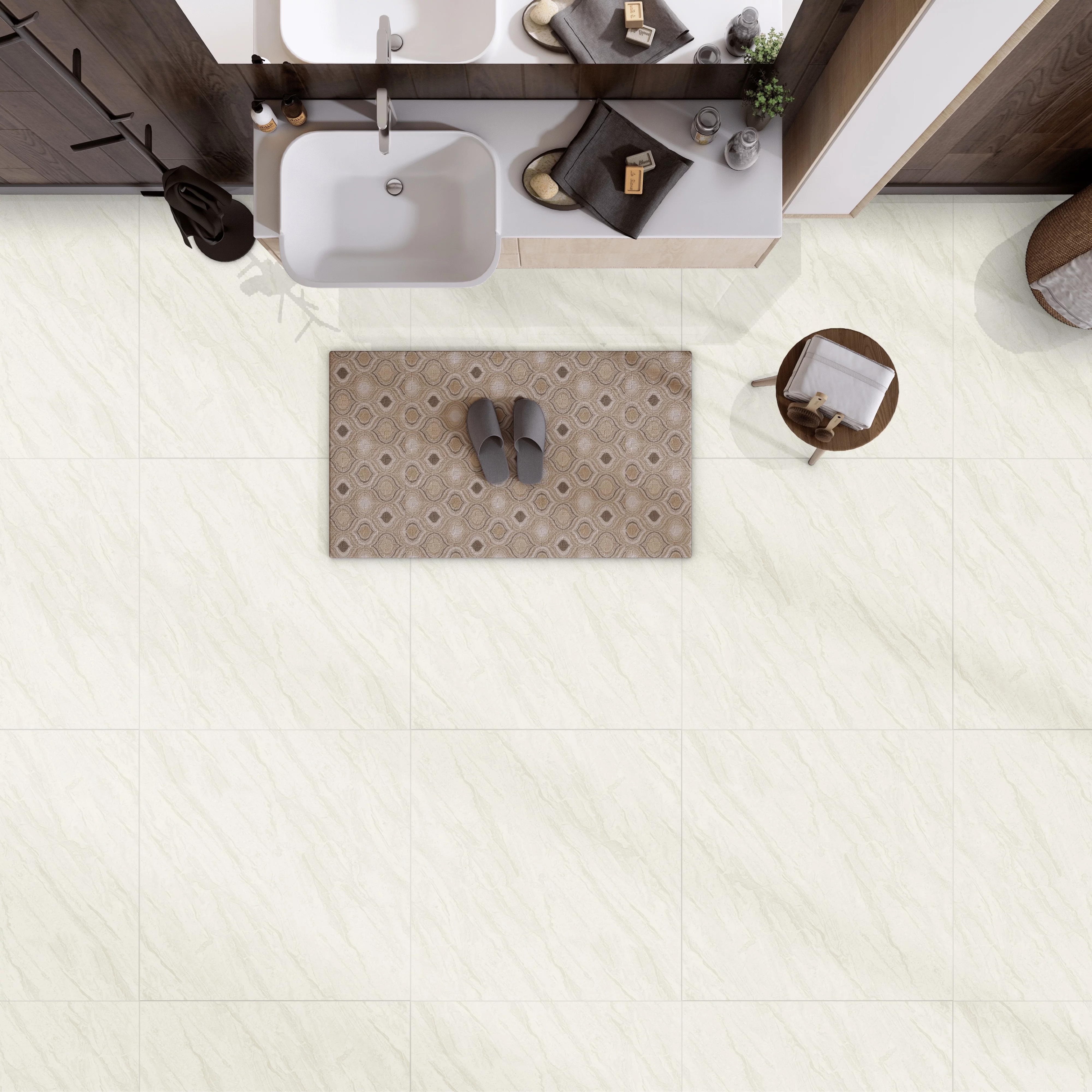 GRESIE ROMA BEIGE SS - 60X60 cm, culoare bej, portelanata, rectificata, lucioasă, cu tehnologie Nano și finisaj Soluble Salt, ideală pentru interioare elegante și moderne.