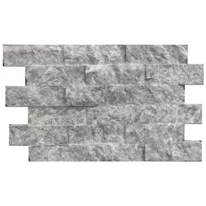 MARMURA SILVER STORM - 5X15 cm, scapitată, soluția ideală pentru placări elegante, cu textură naturală și nuanțe rafinate de gri, potrivită pentru interior și exterior.