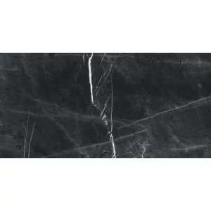 GRESIE GAIA BLACK - 59.5X119.3 cm, porțelanată, glazurata, aspect de marmură neagră cu vene albe elegante, finisaj mat rectificat, ideală pentru spații moderne și rafinate.
