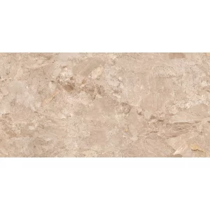 GRESIE RIZZONT BROWN ENDLESS - 80X160 cm, porțelanată, glazurata, aspect de marmură maro cu textură bogată și detalii aurii, finisaj lucios elegant, cu model endless ce permite continuitatea graficii pe suprafețe mari.