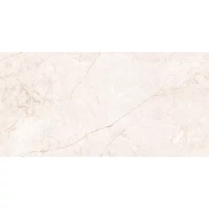 GRESIE FANTASTIC BIANCO ENDLESS - 60X120 cm, portelanată, glazurata, rectificata, suprafata lucioasă, aspect marmura alb crem cu vene subtile bej-aurii, model endless, ideală pentru interioare elegante.