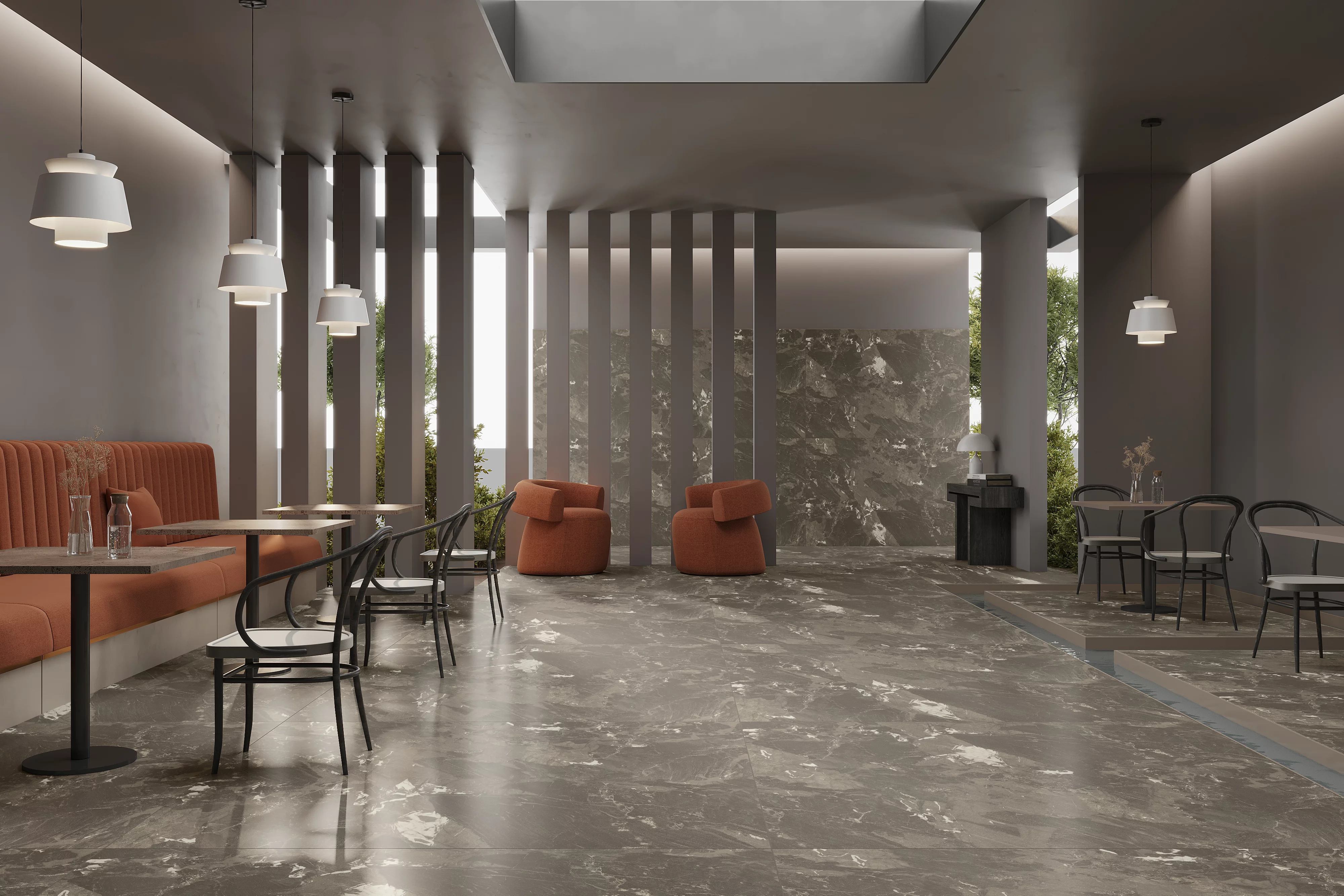 GRESIE GRIGEO NATURAL PEARL - 60X120 cm, porțelanată, surprinde frumusețea brută a pietrei naturale, într-o nuanță elegantă de gri și cu finisaj pearl mat sofisticat.