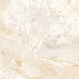 GRESIE ALFA CREMA - 60X120 cm, portelanata, rectificata, finisaj mat structurat cu efecte lucioase, decor sofisticat de marmură crem-aurie cu detalii spectaculoase, potrivită pentru interior/exterior.