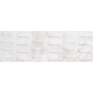 FAIANTA ROZAR ONYX GRAY HL 03 - 30X90 cm, ceramica glazurata, rectificata, finisaj lucios, bej cu textură onyx și model hexagonal în relief. Ideală pentru interior, placare pereți, design modern.