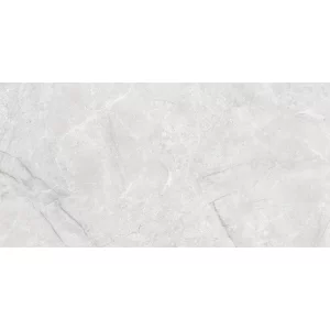 GRESIE MAKRANA WHITE - 60X120 cm, finisaj lucios, în nuanțe elegante de alb-gri deschis, cu aspect de marmură rafinată. Ideală pentru interioare moderne și luminoase.