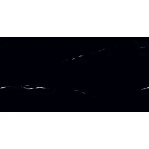 Gresie BLACK OBSIDIAN 60x120 porțelanată, super lucioasă high glossy, neagră cu accente de culoare albă, imitație piatră naturală