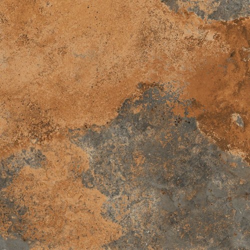 Gresie interior si exterior 40X40 cm EARTH CRUST, portelanata, rectificata, aspect piatra naturala maro cu insertii gri, suprafata mata, finisaj punch rustic