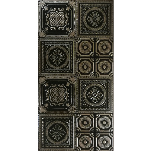 PLACA DECOR FAIANTA MALPENSA BLACK COPPER 30X60 CM, neagra cu modele bronz , lucioasa, rectificata