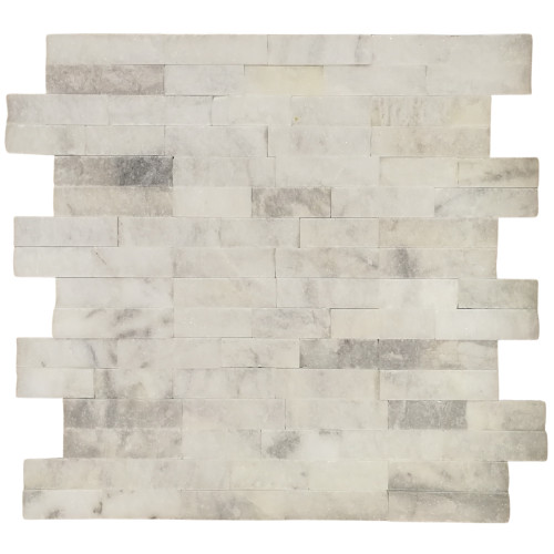 PIATRA NATURALA, DECORATIVA,PANEL MARMURA WHITE 15.2X61 CM, SPLIT FACE, IMBINARE TIP PUZZLE