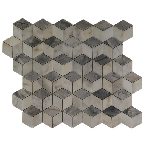 PIATRA NATURALA, MOZAIC EXTERIOR,MARMURA DIAMOND WHITE-GREY PE PLASA, 30.5X26.6 CM, ASPECT LUCIOS