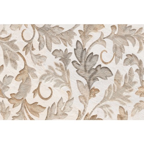 Faianta decor interior EXP-3006-HL, ceramica glazurata, rectificata, aspect floral bej cu insertii maro, suprafata lucioasa