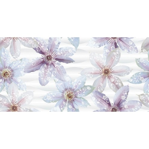 Faianta decor interior 30X60 cm CLOUDY BLANCO HL, ceramica glazurata, rectificata, aspect geometric si floral mulicolor, suprafata lucioasa