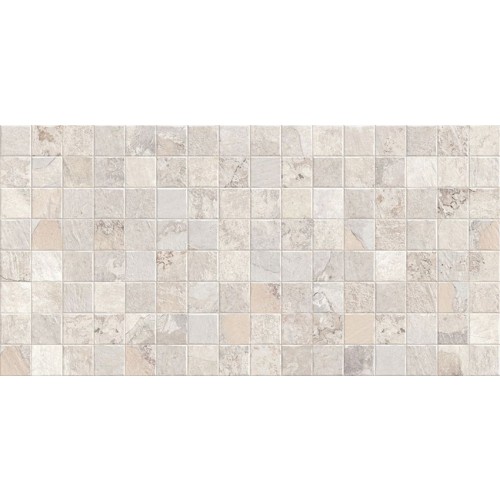 Faianta decor interior 30X60 cm G EPIROS BIANCO HL, ceramica glazurata, rectificata, aspect mozaic din piatra naturala crem cu insertii gri, suprafata mata, finisaj Glue