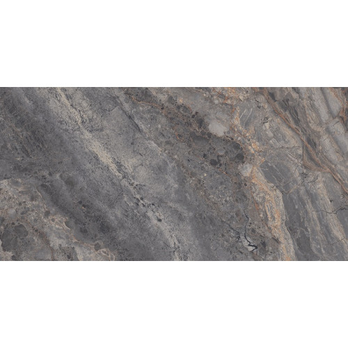Gresie interior si exterior 60X120 cm LUCCA NERO, portelanata, rectificata, aspect marmura gri, suprafata mata cu detalii proeminente lucioase, finisaj shape touch
