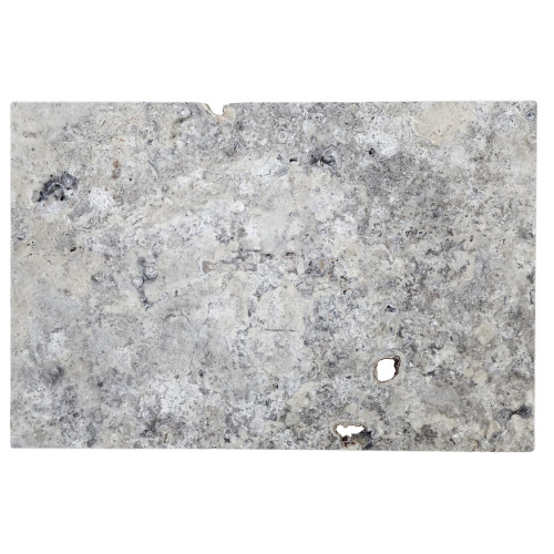 Travertin silver tumbled, piatra naturala gri, 40.6x61 cm, nechituit, 1.2 cm grosime