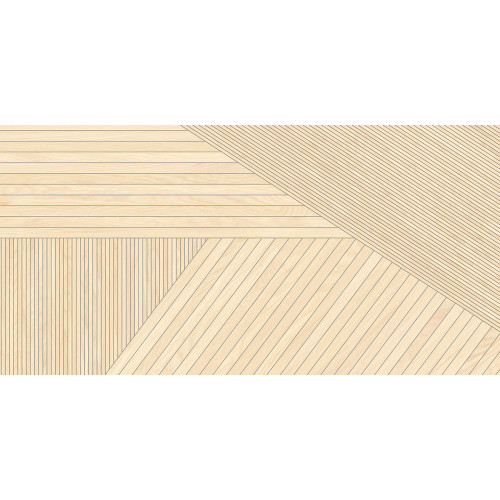 Gresie MULTICARVING CR CROSS WOOD CREMA -60x120 cm, portelanata, rectificata, aspect lemn texturat în model geometric, crem-bej, finisaj carving mat, ideală pentru spații modern, interior si exterior.